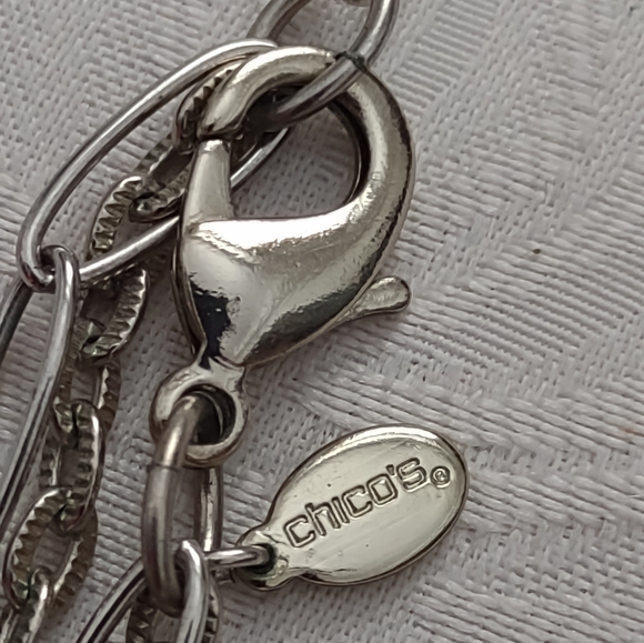 Chico's multi strand chain link two layers silver tone hammered necklace - Picture 10 of 12